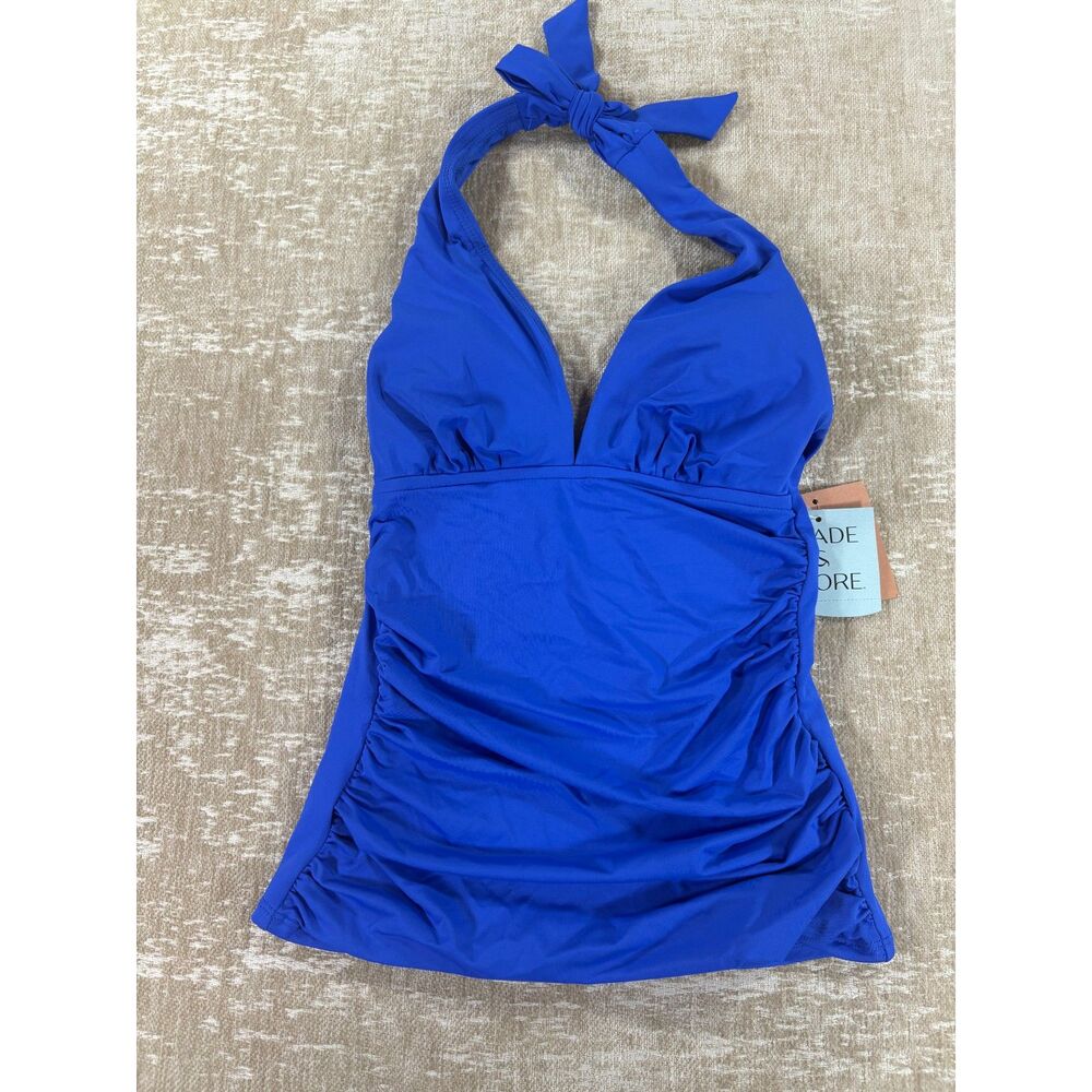 Shade & Shore Royal Blue Island Goddess Halter Tankini Top - XS NWT